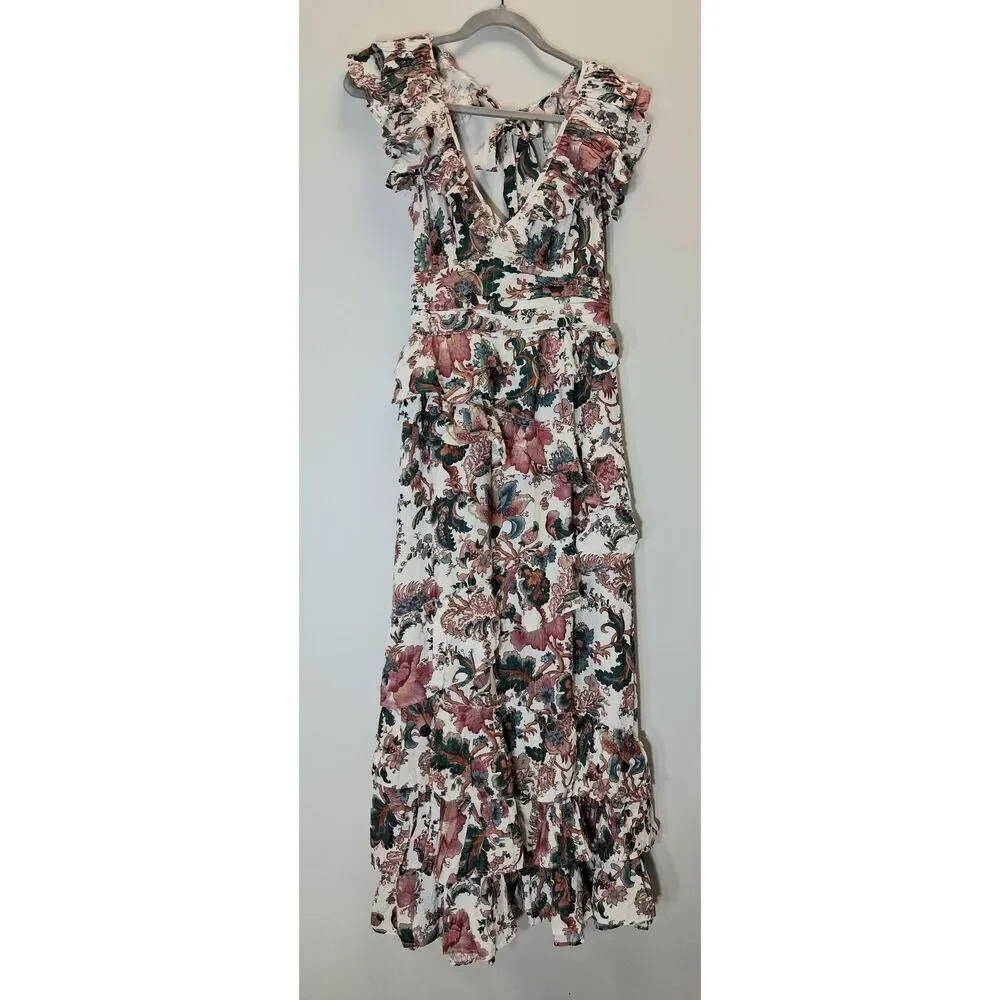 Love the label Anthropologie womens small floral maxi dress tiered gypsy boho - Picture 2 of 12